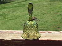 Green Hobnail Fenton Glass Bell
