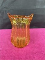 MCM Murano art glass vase, amber controled bubble