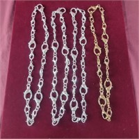 3 Silver Colored "Clasps" Necklace and 1 Gold