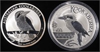 (2) 1 OZ .999 SILV 2021 &2022 KOOKABURRA ROUNDS