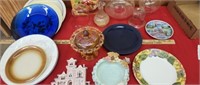 NICE GOLD GLASS DISH ASSORTED PLATES GLASS LAMP