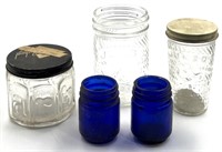 (5) Embossed Advertising Jars