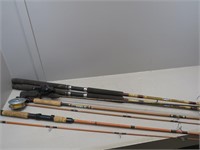 (5) Vintage Spinning, Casting, and Fly Rods with