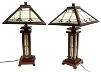 (PAIR) DALE TIFFANY MISSION STYLE TABLE LAMPS