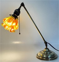 OUTSTANDING 1920'S BRASS ADJUSTABLE DESK LAMP