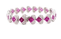 Ruby and diamond set 18ct white gold bracelet
