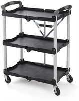 Pack-N-Roll Folding Collapsible Service Cart, Blac