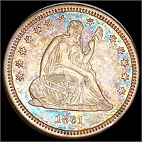 1861 Seated Liberty Quarter NEARLY UNC