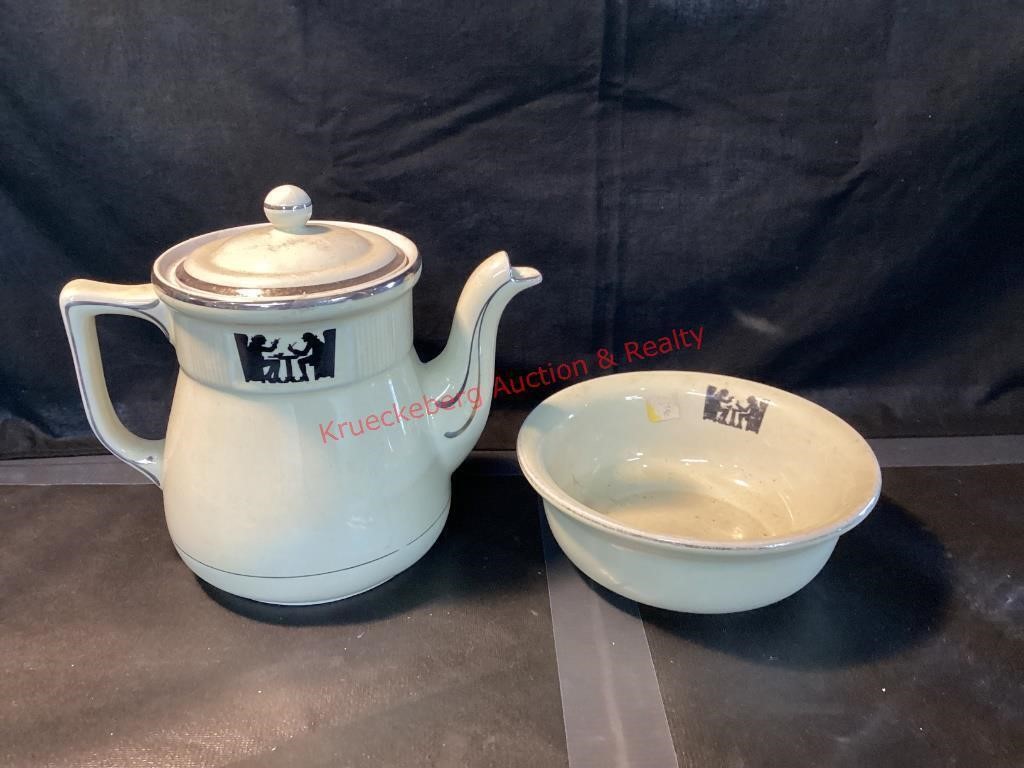 Halls Kitchenware Bowl & Tea Pot