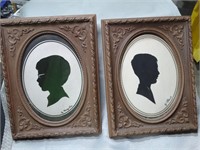 Two Framed Child Silhouettes 5x7 Oval Frames