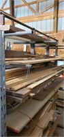 Storage rack of lumber, wood scraps