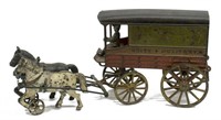 HARRIS CAST IRON HORSE CITY DELIVERY WAGON TOY