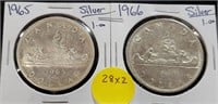 2X BID - 1965 & 1966 SILVER CANADIAN DOLLARS
