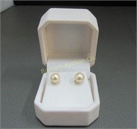 Pearl Earrings 14k Gold & 8mm Natural Pearls
