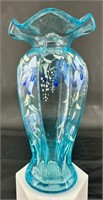 Beautiful Fenton Hp Aqua Ruffle Vase