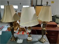 Brass table lamps assortment. All show wear and