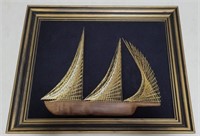 Vintage string art ship in frame
