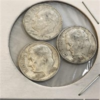 SILVER Roosevelt Dime Lot x 3