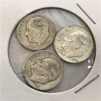 SILVER Roosevelt Dime Lot x 3