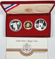 1984 3-coin US. Olympic Comm set w/ $10 gold