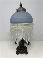 Table Lamp with Glass and Beaded Shade