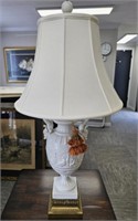 White Urn Lamp with Figural Designs