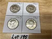 4- 1967 Kennedy Half Dollars
