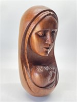 Vintage Wooden Hand Carved Madonna And Child