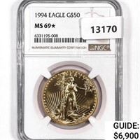 1994 $50 1oz American Gold Eagle NGC MS69*