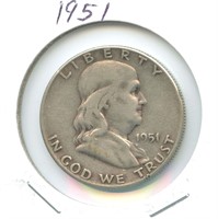 1951 Franklin Silver Half Dollar