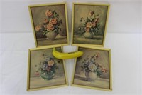 Four Vintage Framed Flower Prints
