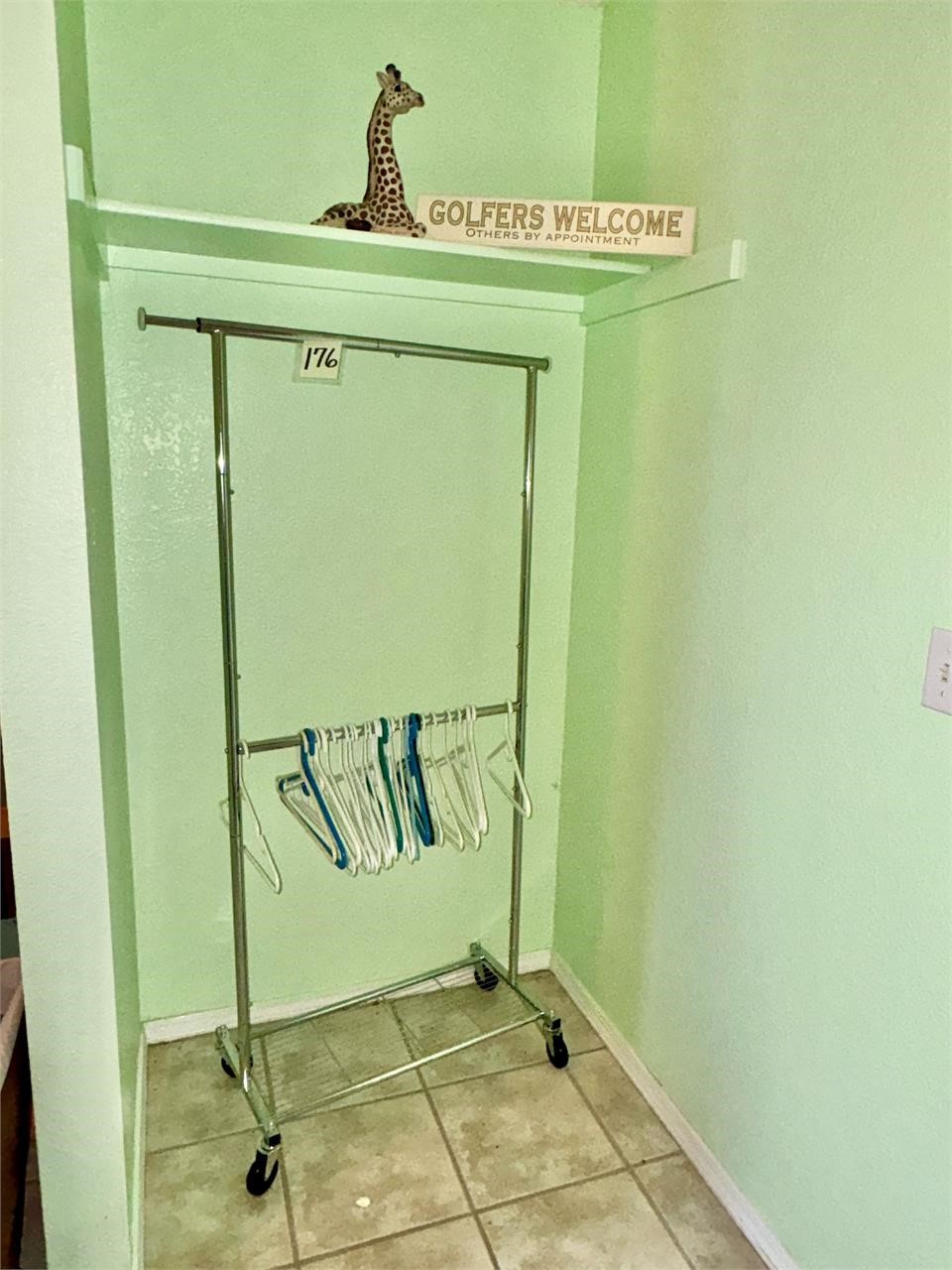 Clothes Rack w/ Giraffe & Sign Decor