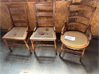 (3) Caned Seat Chairs