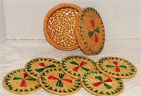 Basket weave coaster set, six large coasters