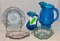 5 pcs light blue glassware: Anchor Hocking