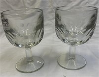 TWO heavy, old buttermilk glasses 6"