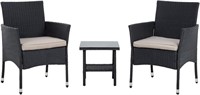FDW Patio Furniture Set 3 Piece, Black