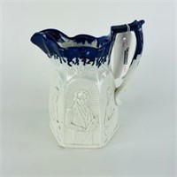 Flow Blue Pitcher with Musicians