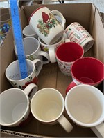 Box of Christmas mugs