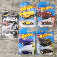 Lot of Five Assorted Hot Wheels Cars in Packages