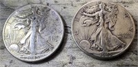 (2) 1945 Walking Liberty Half Dollars 90% Silver