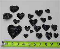 20 Various Sized Obsidian Hearts