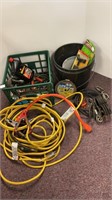 Extension cords, jumper cables, steel blade for