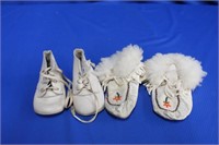 Pair of infant moccasins and baby shoes