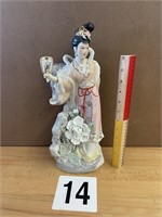 CHINESE CERAMIC DRESSING LADY STATUE - 15" TALL