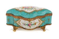 TURQUOISE FRENCH PORCELAIN CASKET