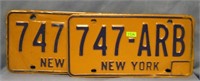 Pair of vintage NY license plates