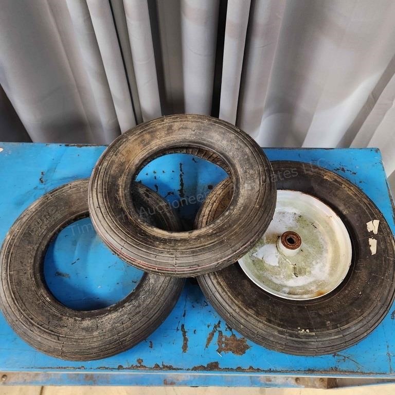 YD 3pc Wheelbarrow Tires: (2pc) 3.50-8, (1pc) 4.80