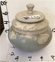 POTTERY LIDDED JAR, SIGNED