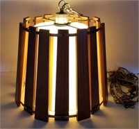 MCM Style Swag Lamp w/ Wood Slats Works